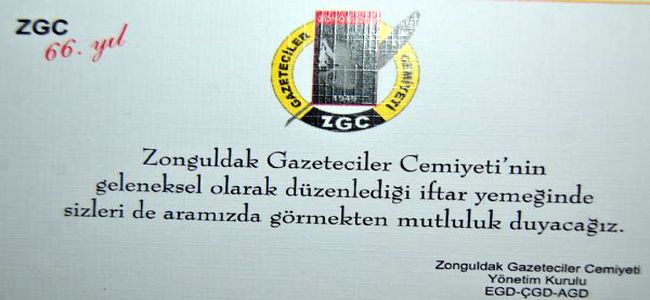 ZONGULDAK GAZETECİLER DERNEĞİNDEN İFTAR YEMEĞİNE DAVET