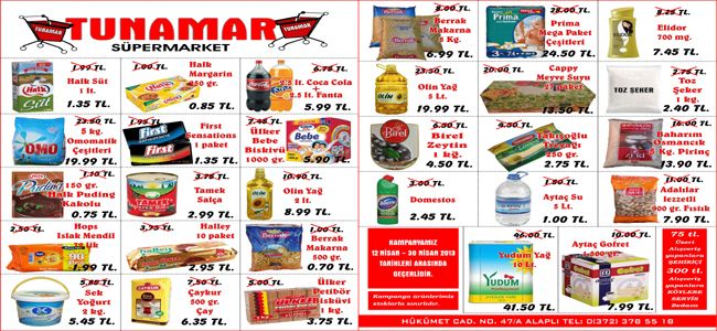 TUNAMAR MARKETTE FIRSAT GÜNLERİ